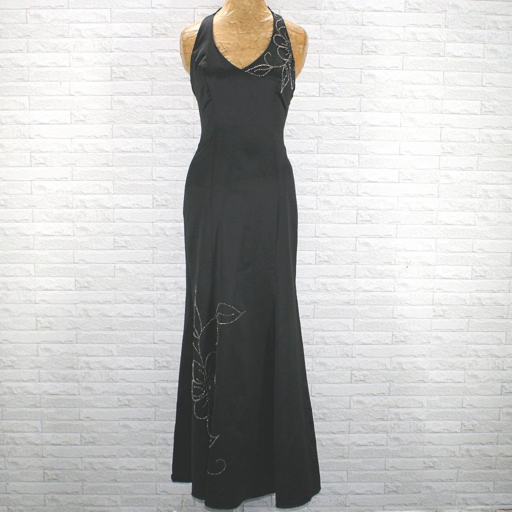 MASQUERADE Gown Formal Halter Floral Beaded Homecoming Prom Cocktail Dress 9